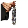 Cadena de Mano de Cuentas de Cristal Lujosa y de Gama Alta, Correa Corta para Muñeca con Clip, Funda para Teléfono Móvil, Llavero, Colgante para Bolso