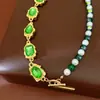 Colar assimétrico de pérolas com contas redondas e diamantes vintage para mulheres, corrente de clavícula de luxo leve de alta qualidade, colar estilo palácio para mulheres