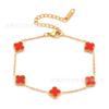 Pulsera de Acero Inoxidable de 9 mm de Venta Caliente Transfronteriza con Trébol de Cuatro Hojas Chapado al Vacío en Oro de 18k Joyería de Moda para Mujer Combinable Acero de Titanio