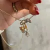 Colar Pingente de Bola Dourada com Fecho em Forma de Diamante para Mulheres, Corrente Versátil Casual para Suéter, Exclusivamente para Exportação Transfronteiriça