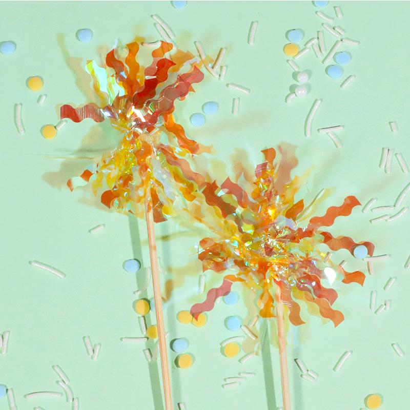 韩国ins风流苏炫彩雨丝礼花竹签生日蛋糕插件派对小熊装饰配件