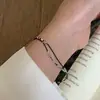 Pulsera de Plata de Ley S925 de Doble Capa Plata Rota Cuerda Negra Estilo Chino Cien Torres Diseño de Nicho de Gama Alta Simple Moda