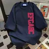 Camiseta de Manga Corta de Moda Callejera Estilo Hong Kong Verano Ins Marca de Tendencia Estampado de Letras Versátil Casual Holgada Camiseta Base Superior