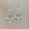 Brincos de Franja Coloridos Cheios de Diamantes Doces para Mulheres, Novo Estilo Chinês, Brincos Exquisitos de Nicho de Luxo, Estilo de Luxo Leve, Acessórios de Orelha Versáteis