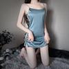 Verão Desejo Puro Novo Estilo Renda Malha Cetim Fenda Traseira Roupa de Casa Seda Gelada Pijama Sexy Feminino Tamanho Grande Camisola