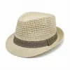 Sombrero de sol de paja, fedora pequeño, sombrero de jazz retro de malla para hombre, sombrero de protección solar de retazos estilo coreano, sombrero de moda de verano estilo británico