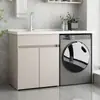 Gabinete de lavandería de aluminio tipo panal, gabinete complementario para lavadora de balcón, combinación de lavabo integrado con tabla de lavar, gabinete de baño