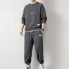 Traje Waffkle para hombre, otoño, nuevo, casual, deportivo, pantalones de manga larga, dos piezas, marca de moda, traje atractivo, ropa