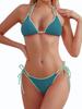 Conjunto de Bikini Triangular de Encaje con Cordones para Mujer de Nylon Transfronterizo Personalizado Sexy Traje de Baño de Dos Piezas Lindo Traje de Baño con Cuello Halter