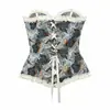 Corsé Moldeador Brocado de Corte Francés Estampado de Espina de Pescado Retro Body Ceñido Ropa de Abrigo Control de Vientre Fruncido Prenda Moldeadora