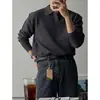 Novo Suéter de Malha de Manga Longa para Primavera e Outono Masculino, Camisa Polo com Gola Reversível, Corte Slim, Estilo Old Money, Business, Atacado de Fábrica Transfronteiriço