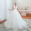 Europeo y Americano Comercio Exterior Amazon AliExpress wish nuevo sexy cuello en V largo cola simple elegante vestido de novia