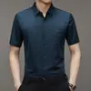 Camisa de hombre para shake voice live verano nueva camisa casual de manga corta para hombre sin planchado alta elasticidad una generación de pelo