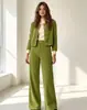 Conjunto de Duas Peças de Veludo Cotelê para Outono/Inverno 2026, Cardigã Curto Simples para o Dia a Dia + Calça Longa de Pernas Largas, Disponível em Várias Cores
