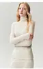 Suéter de punto de cuello alto estilo nuevo 100% cachemir Bai Cai Rong otoño/invierno 2026 nuevo jersey básico de punto acanalado ajustado