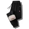 Otoño e Invierno Pantalones Casuales de Forro Polar de Cordero para Hombre con Bolsillo con Cremallera Grueso Talla Grande Suelto Cubre Carne Cálido
