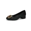 Sapatos Femininos 2026 Novo Estilo Bico Quadrado Salto Bloco com Elegância Francesa, Fivela de Strass, Sapatos Mary Jane Baixos, Sapatos Profissionais Versáteis