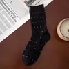 Calcetines de encaje de lunares para mujer, algodón puro hasta la mitad de la pantorrilla, nuevo estilo de otoño, transpirables, sin costuras, anti-pilling, calcetines largos, perfectos con sandalias Birkenstock