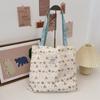 4431 Lindo bolso de lona de doble capa con estampado de cachorro, nuevo bolso de hombro portátil informal de gran capacidad para verano