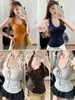 Camisola doce estilo francês com bolinhas para mulheres com sutiã embutido, acabamento franzido, corte justo, top que acintura, atacado para usar em camadas