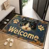 Felpudo de entrada vintage estilo europeo, alfombra de terciopelo de cristal para el vestíbulo, antideslizante, resistente a la suciedad, fácil de limpiar, alfombrilla para pies