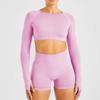 Blusas Longas Europeias e Americanas para Yoga, Pilates e Fitness para Mulheres Usarem ao Ar Livre com Design de Costas Vazadas Camisetas Esportivas Roupas de Yoga