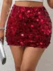 Traje de festa de boate para garota europeia e americana popular com uma vibe estilosa: minissaia justa de lantejoulas prateada com cintura alta
