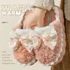Pantuflas de Algodón con Lazo para Mujer Invierno Cálido Antideslizante para Interior Hogar 2023 Nuevas Pantuflas Peludas de Invierno con Suela Gruesa