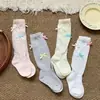 Calcetines para Niñas, Calcetines de Malla Finos de Verano, Calcetines Dulces de Media Pantorrilla para Niños con Lazo, Calcetines para Bebés