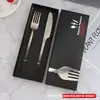 Acero Inoxidable 304 Mango Cuadrado Cuchillo, Tenedor y Cuchara para Comida Occidental Palillos Tienda Sprinkled Juego de Vajilla Occidental Popote de Acero Inoxidable Se Puede Imprimir con LOGOTIPO