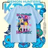 Kpop Caçadores de Demônios Caçador de Demônios Reunião Gola Redonda Manga Curta Verão Solta Camiseta para Crianças Mais Velhas Casual Top