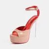 Novos saltos agulha da moda para uso externo, de bico fino, para comércio exterior transfronteiriço, design sexy vazado com uma única tira e plataforma à prova d'água, sapatos femininos no atacado