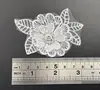 Patches de Bordado 3D em Organza em Estoque, Flores 3D com Miçangas de Camada Dupla, Patches de Flor de Pérola em Renda Luguang Atacado