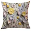 Funda de almohada floral retro nueva transfronteriza, funda de almohada para cojín de sofá de casa con estilo de pintura al óleo y talla impresa creativa
