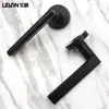 Fechadura de Porta Interna de Madeira Minimalista Personalizada Maçaneta de Porta Preta de Liga de Zinco Fechadura Magnética Silenciosa Fechadura de Porta Divisória de Quarto