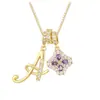 Artículo Popular Transfronterizo: Collar con Alfabeto de 26 Letras, Colgante de Circonita de Trébol de Cuatro Hojas, Cadena Versátil para Clavícula Chapada en Cobre Dorado