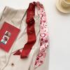 Atmósfera de Año Nuevo 2025 Bufanda Larga Fina de Seda para Mujer Roja Doble Cara Lazo para el Cabello Bolsa Cinta Decorativa Accesorios de Otoño e Invierno