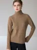 Suéter Casual de Cuello Alto de Cachemira Holgado para Mujer, Manga Larga, Tejido Suave y Cálido, Suéter de Canalé de Color Sólido, Capa Base