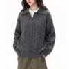 Suéter de dos piezas splicing estilo POLO retro, unisex, nuevo estilo otoño e invierno, tejido casual y de alta gama para parejas