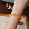 Pulseira de Ágata Amarela Natural com Design de Ametista, Pulseira de Pedra Natural Fresca e Simples, Acessório Versátil