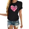 Camiseta para Mujer Día de San Valentín Estampado de Corazón Manga Corta Camiseta de Pareja Corazón Flor Talla Europea Belleza Europea Día de San Valentín Manga Corta