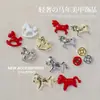 [Edição Limitada do Ano do Cavalo] Ano Novo Cavalo de Madeira Fofo Arte de Unha Mini Moeda de Ouro Cavalo Pequeno Acessórios de Liga para Unhas Atacado
