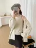 Camisola de cuello en V con un estilo simple y elegante, conjunto de dos piezas, cárdigan de punto para otoño e invierno, top para mujer, atuendo completo