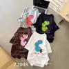 Camiseta de Manga Corta de Algodón Puro Estampada Estilo Americano para Mujer, Nuevo Estilo Verano 2026, Cuello Redondo Oversize, Top Holgado y Adelgazante