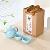 Esmalte de Color Juego de Té Olla Xishi Traje Juego de Pequeños Regalos Una Olla y Dos Tazas Cerámica Portátil de Horno Fijo