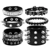 Set de 6 pulseras de cadena estilo punk europeas y americanas transfronterizas, pulseras personalizadas con forma de corazón para hombre