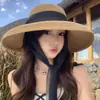 Sombrero de Paja Francés Retro Estilo Hepburn para Mujer, Versátil Plegable de Paja de Rafia para Verano, Sombrilla y Protección Solar, Sombrero de Playa de Ala Ancha