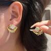 Brincos Coreanos Geométricos Cravejados com Diamantes para Mulheres, Brincos Simples Personalizados Estilo Deusa para Senhoras