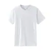 210g Camiseta Blanca Manga Corta para Hombre y Mujer Camisa Base Hombro con Verano Holgada Algodón Puro Color Sólido Top Camiseta