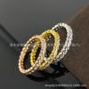Tarjeta Hogar Plata Esterlina Lado Pulido Estrellas Anillo Diamante Completo Pareja Hueco Fila Diamante Anillo Simple para Hombres y Mujeres Anillo de Bodas